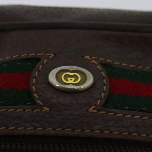 GUCCI GG Supreme Web Sherry Line Shoulder Bag PVC Beige Gold Auth - Picture 10 of 16